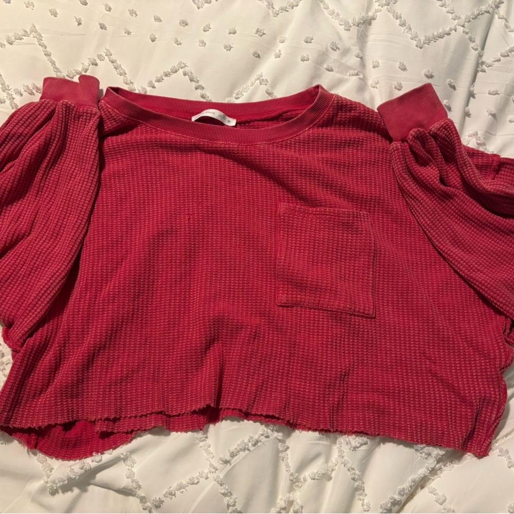Altar'd State Vibrant Red Knit Cropped Top
